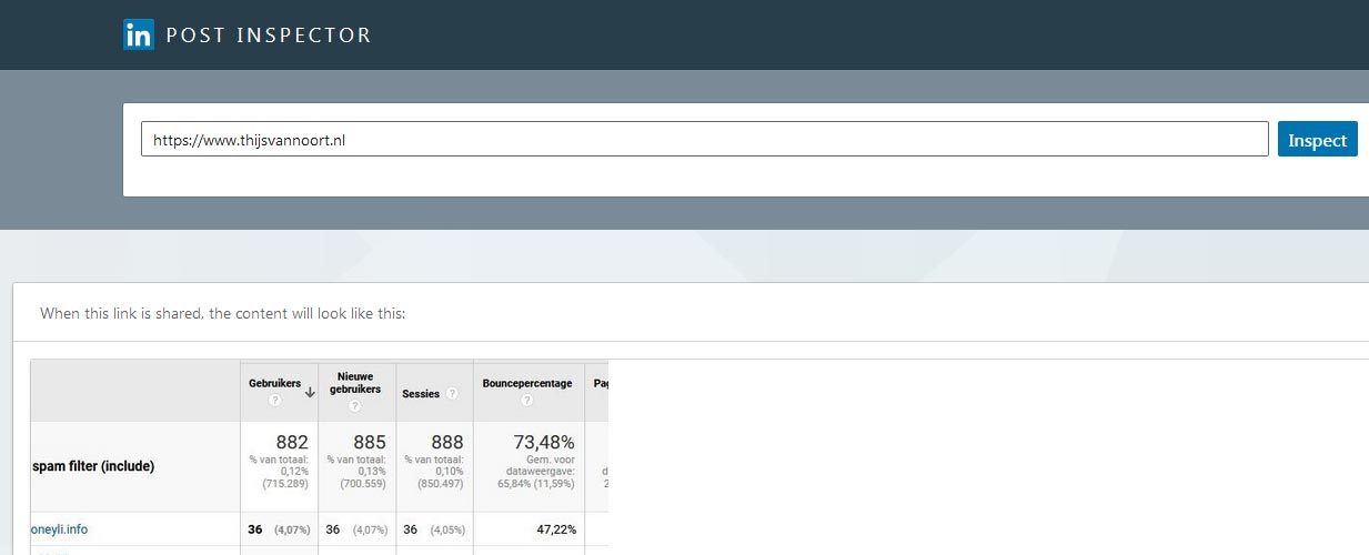 Post inspector voor een preview van posts op Linkedin