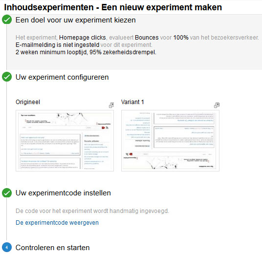 A/B testen met inhoudsexperimenten in Google Analytics