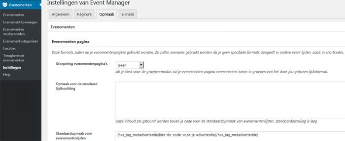 Hoe advertenties aan events manager toe te voegen in wordpress