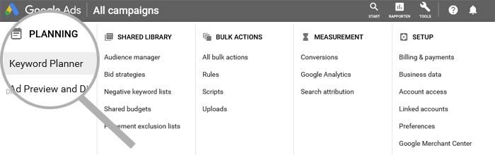 Keyword Planner in Google Ads
