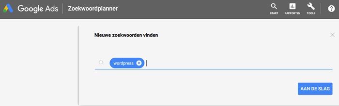 Nieuw zoekwoord vinden in Google Ads