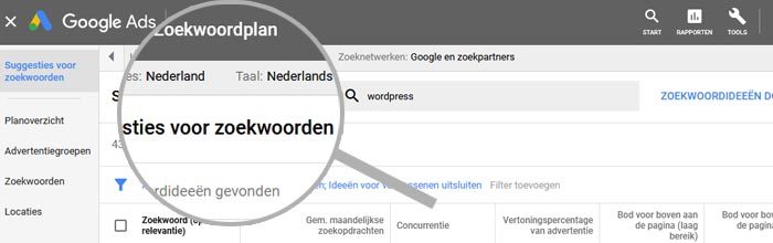 Taal en locaties instellen in Google Ads