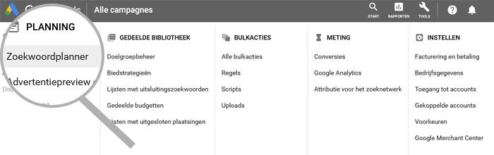 Zoekwoordplanner in Google Ads