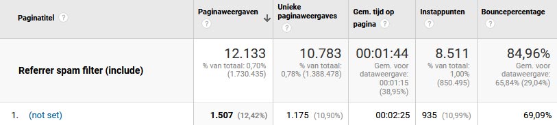 Paginatitel (not set) in Google Analytics