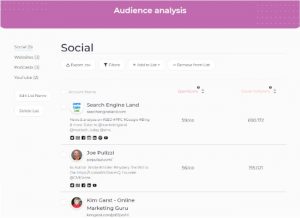 Audience analysis data lists