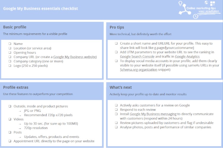 Google My Business checklist to get found in Google